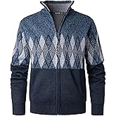 Beryielite Men's Stand Up Collar Cardigan Knitted Full Zip Sweater Long Sleeve Casual Sweatshirt