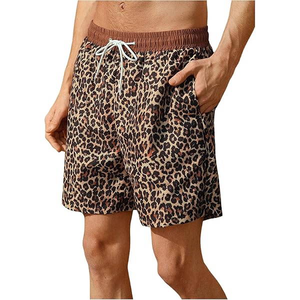Mens Swim Trunks Cheetah Leopard Print Animal Skin Beach Board