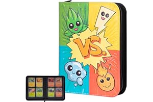 LYNX 3D Card Binder for Pokemon - Stunning 3D Raised Pk Types Design in PU Leather with Zipper - Includes 4 Pocket Pages for 160 Cards. Great Sleeve Album/TCG Holder/Trading Card Collection Book Gift.