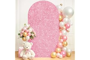 PATYDEST Glitter Wedding Arch Cover Pink Gold Balloon Arch Covers 6ft Metallic Sequin Arch Backdrop Cover Shimmer Arch Spandex Cover Chiara Backdrop Cover for Baby Shower Garden Party Celebration