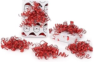 LIZLOVESS 6" Metallic Red Christmas Curly Ribbon Bows for Gift Wrapping Self Adhesive Gift Bows for Holiday Decor, Baskets, Birthday, Wedding, Presents, Party Favors Decorations 6-Count