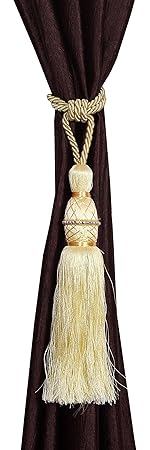 Decorista 2 Piece Polyester Curtain Tassels -15 cm x 2 cm x 2 cm, Beige