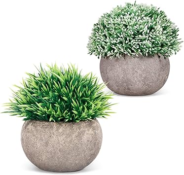 Amazon Com Fake Plants In Pots For Home Office Decor 2 Pcs