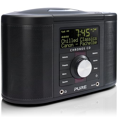 PURE Chronos CD Series II, DAB/FM/CD Stereo Clock Radio Black Amazon