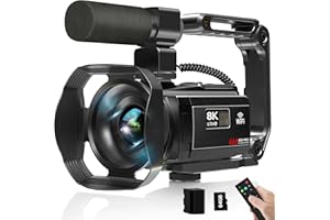 MURAUX 8K 64MP Video Camera Camcorder with IR Night Vision for YouTube 3.0” Screen WiFi Camcorder 18×Zoom Vlogging Camera with Microphone, Lens Hood, Stablizer, 64GB SD Card, One 4500mAh Battery