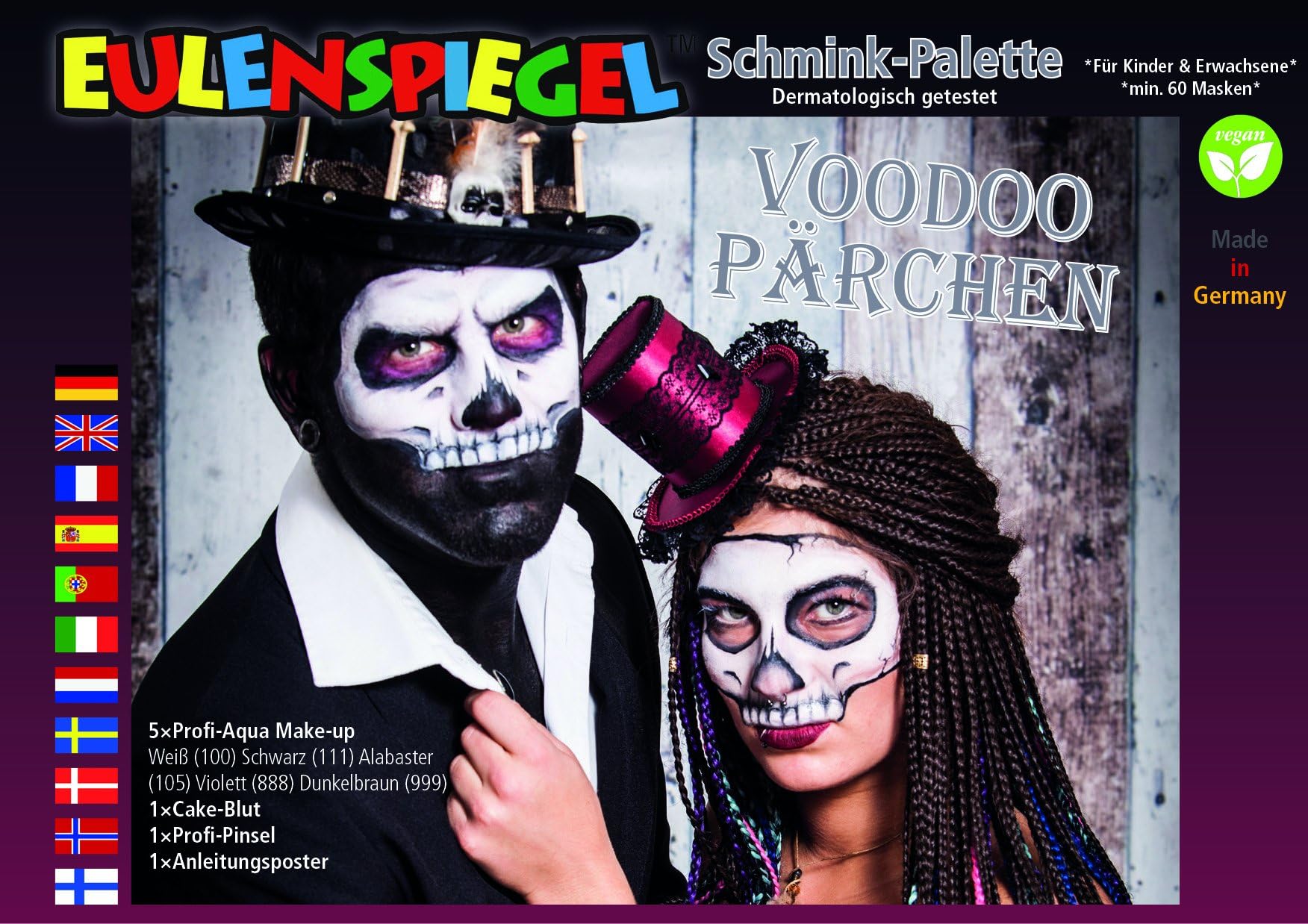 EulenspiegelVoodoo 206379 Make-Up Palette for Approx. 60 Masks, Vegan, Make-Up Colours