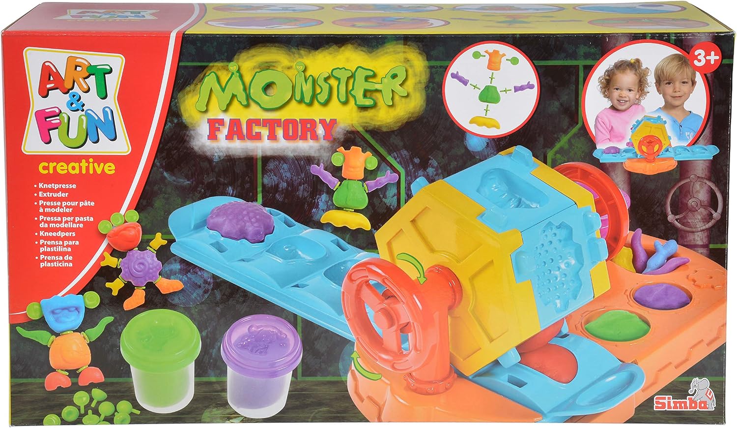 Simba 106329116 "Art & Fun - Monster Factory Clay Dough Set, blue, green, yellow, red, purple, orange