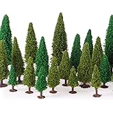 Skylety 35 Pieces Model Trees 1.2-6.3 Inch Mixed Miniature Trees Diorama Supplies Fake Plants Train Scenery Landscape Christmas Village Architecture DIY Crafts(Green,Tree)