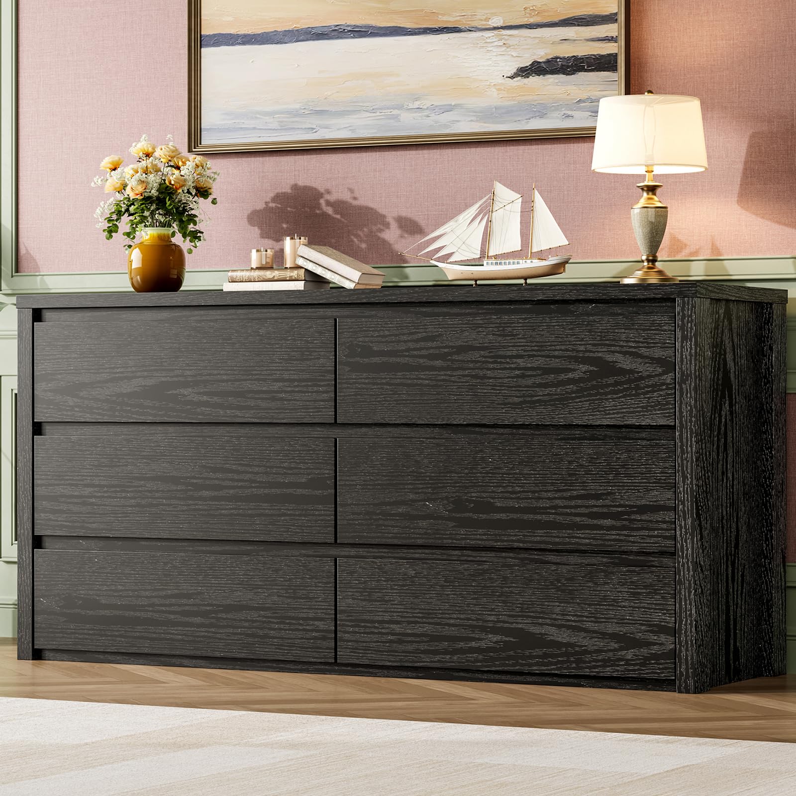 Photo 1 of ***FINAL SALE/NO RETURN, VIEW NOTES*** GarveeHome 6 Drawer Dresser for Bedroom, Wide Wood Chest of Drawers Handle Free, Large Modern Dresser Storage Cabinet for Living Room, Hallway Entryway