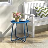 HollyHOME Outdoor Side Table Small Round Navy Blue Weather Resistant view 2