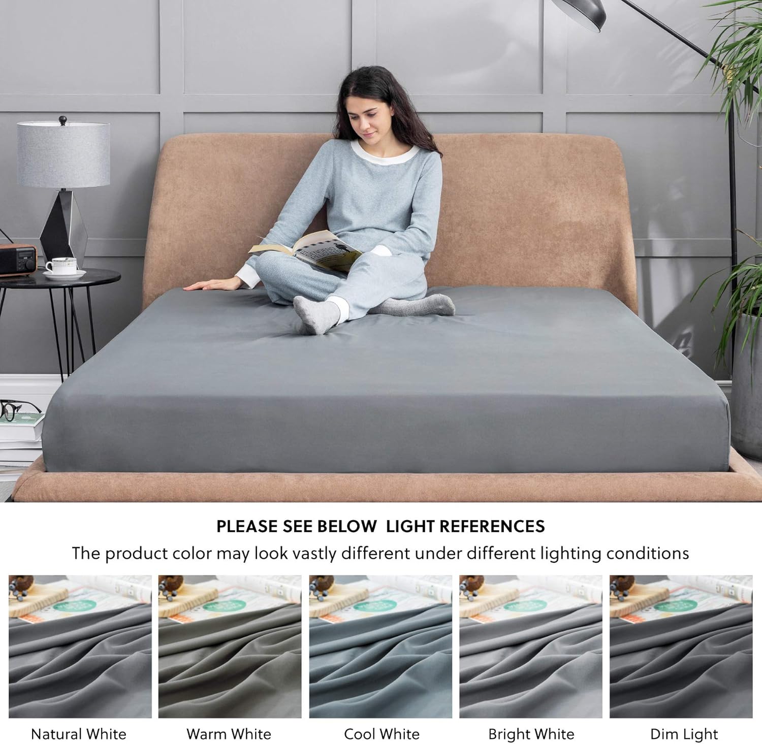 Bedsure Fitted Sheet Queen Grey - Queen Fitted Sheet Only for Mattress Up to 14 inches, Extra Soft Brushed Microfiber, Wrinkle & Fade Resistant(Queen, Dark Grey): Home & Kitchen