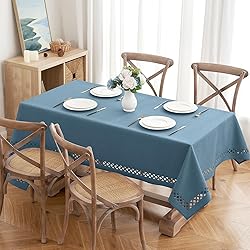 MIULEE Stone Blue Thick Polyester Linen Rectangle
