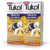 TUKOL Adult Honey Multi-Symptom Cold &amp; Flu Nighttime Liquid Cough Medicine, 4 Ounce Pack of 2