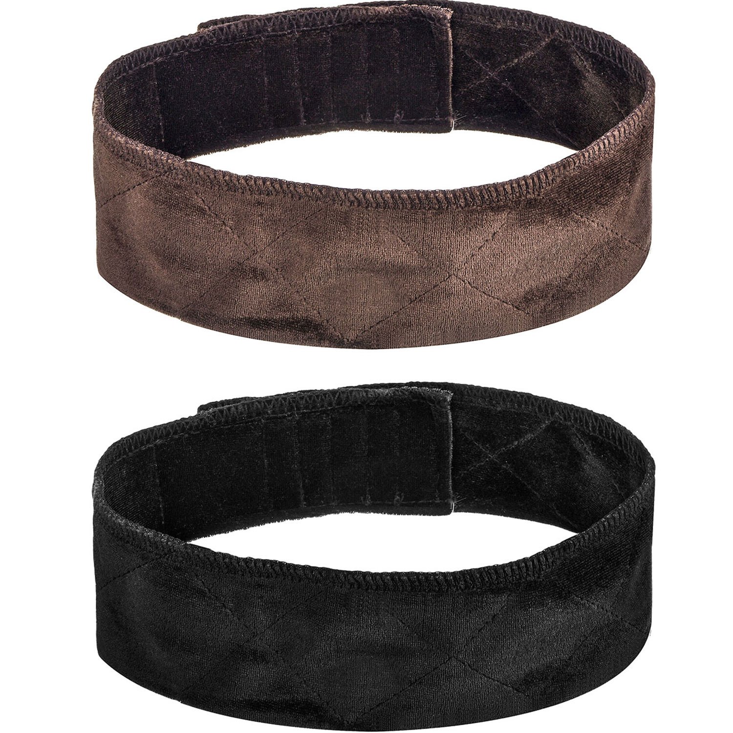Photo 1 of 2 Pack Velvet Wig Band Head Hair Band Adjustable Fastern (Black and Brown)