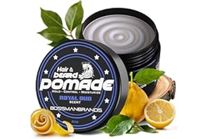 Bossman Hair & Beard Pomade for Men (Royal Oud Scent) – Medium Hold & Moisturizing for Hair, Beard & Mustache Styling – Made in USA