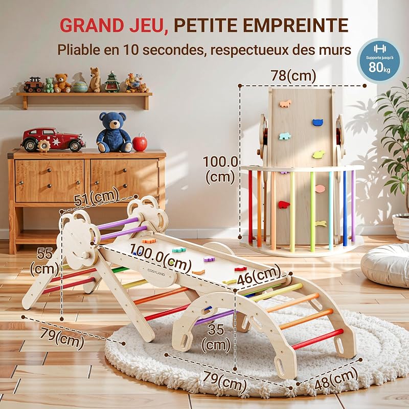 Triangle d'escalade 8 en 1 pour Enfants, Taille L