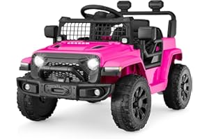Best Choice Products 6V Kids Ride On Toy, Mini Truck, Electric Play Car w/Parent Remote Control, 4-Wheel Suspension, LED Lights, 2 Speeds, Functional Horn, 3.1MPH Max Speed - Hot Pink