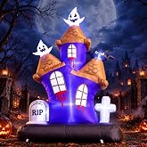 6.2FT Inflatable Halloween Decoration Outdoor Blow Up Castle Yard LED Decor | Built-in LED Inflatable Night Castle Blowups Halloween Outside Decoration, Holiday Party Gift Garden Lawn Yard Front Porch