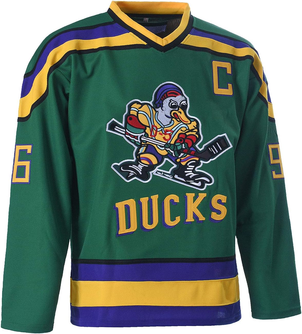 Charlie Conway #96 Mighty Ducks Movie Ice Hockey Jersey Green/White
