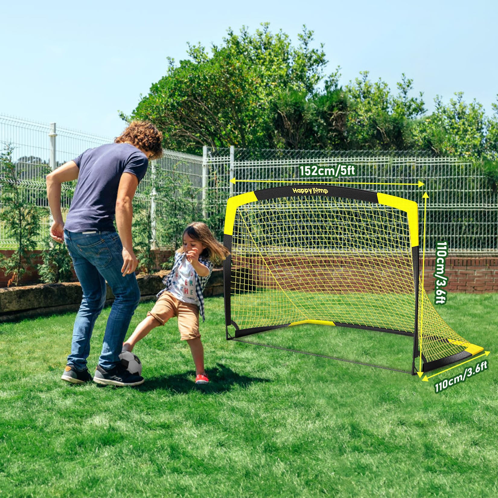 Soccer Goal Pop Up Foldable Soccer Net for Backyard 7x5FT,5x3.6FT,4x3FT,3x2.2FT