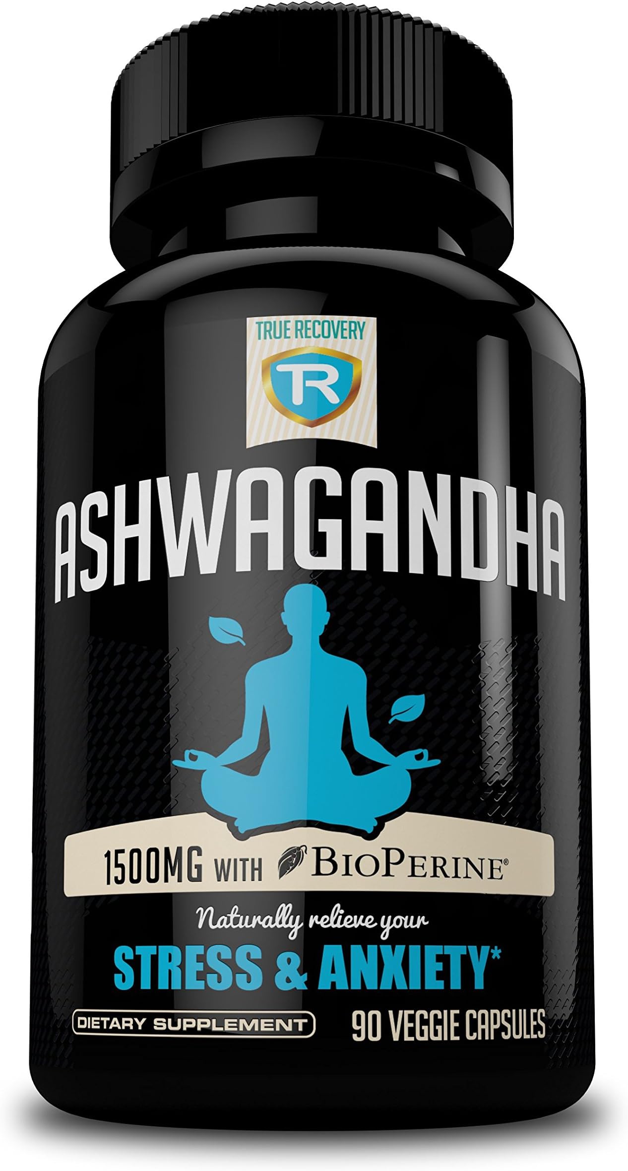 Ashwagandha 1500mg + Bioperine for Enhanced Absorption - Natural Stress Support and Anxiety Relief Supplement | 90 Veggie Ashwagandha Capsules (1500mg Root Extract Powder)