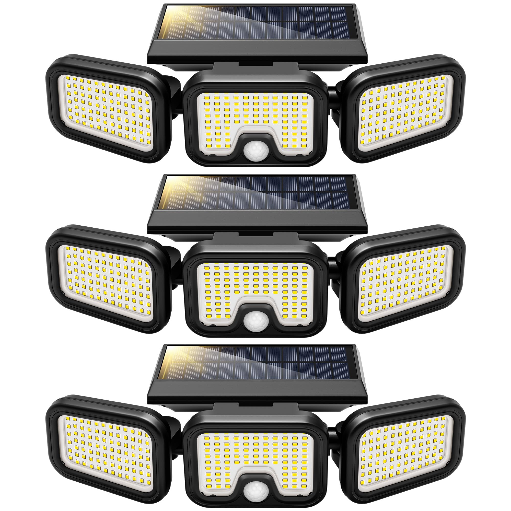 Photo 1 of VIVOHOME Solar Flood Lights Outdoor, 256 LED 2500LM Motion Sensor Lights, 3 Adjustable Heads Security Lights, IP65 Waterproof, 270° Wide Lighting Angle Solar Powered Lights for Porch, Yard, 3 Pack