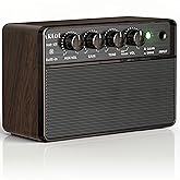 Mini Electric Guitar Amp, Rechargeable 10W Small Portable Guitars Amplifier 5.9*3.9*2.6in Clean/Drive Channels,Wireless Audio,USB-C,6H Working,Headphone Out/AUX In,Compact Practice Travel Speaker Amps