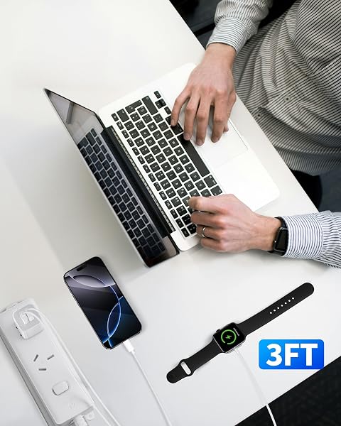 MAGNETIC CHARGING CABLE FOR APPLE WATCH CHARGER, DUAL USB CHARGER BLOCK & 3FT PORTABLE I WATCHED TRAVEL CHARGER ACCESSORIES WIRELESS CHARGING CABLE CORD FOR IWATCH SERIES ULTRA/10/9/8/7/SE2/SE/6/5/4/3
