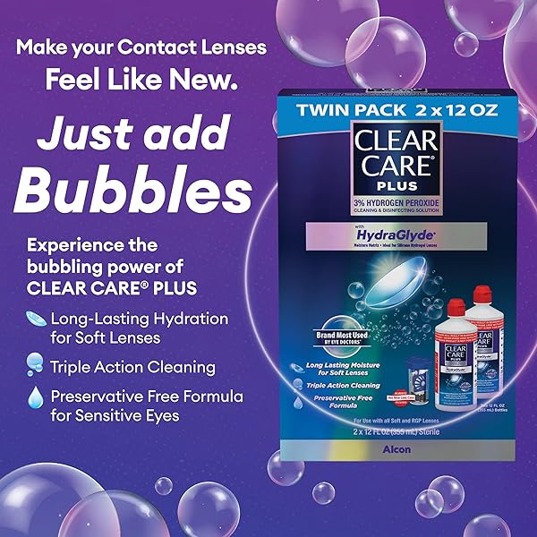 CLEAR CARE PLUS CLEANING SOLUTION WITH LENS CASE, TWIN PACK, MULTI, 12 OZ, PACK OF 2