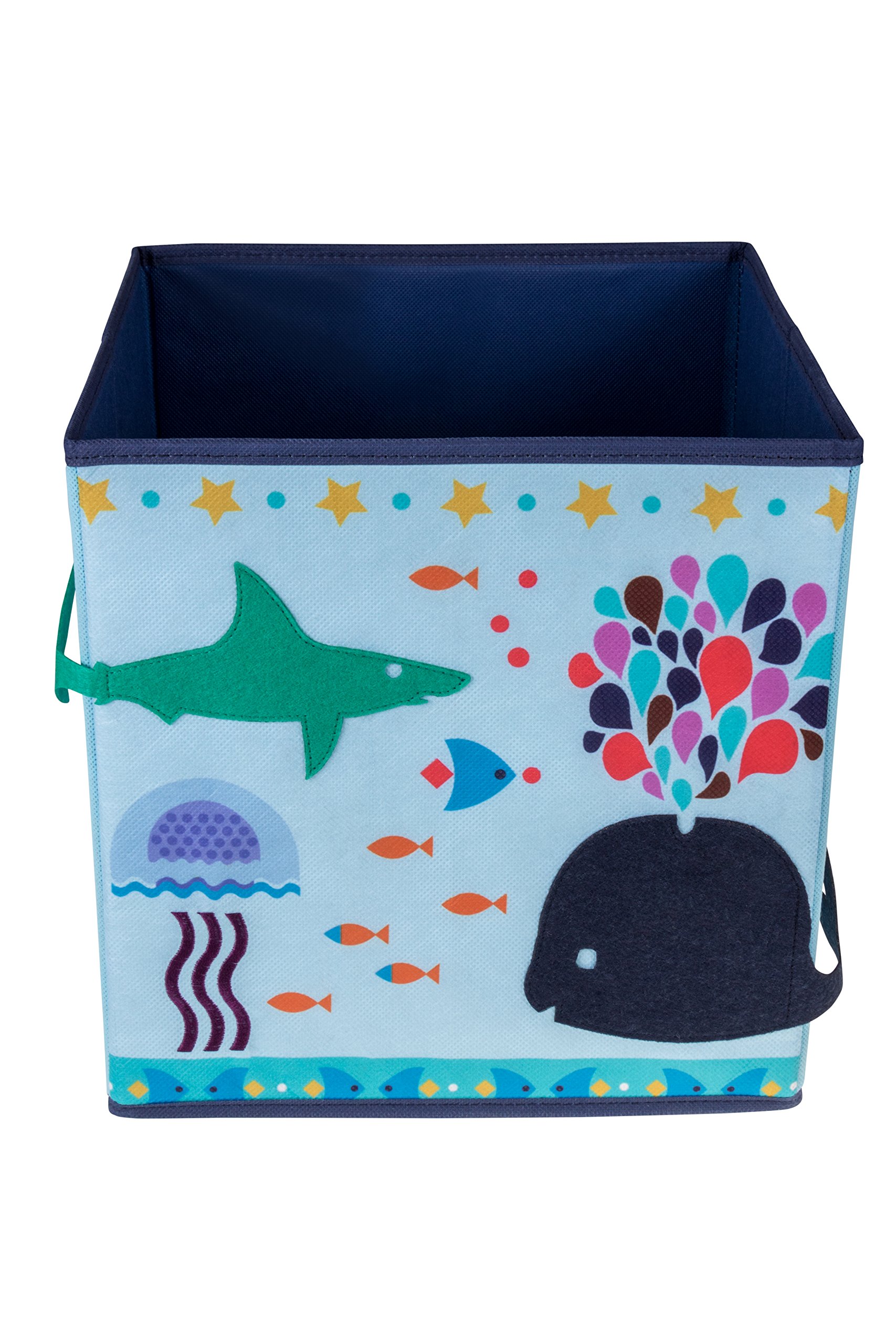 Clever Creations Kids Collapsible Storage Organizer and Ottoman, Perfect Animal Themed Toy Chest for Storing Books, Shoes, Games and More, Blue Whale