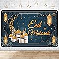 Eid Mubarak Backdrap Banner Large Al-Fitr Decorations (70.8 x 43.3 Inch) Banner Background Photo Booth Backdrop for Party Decor