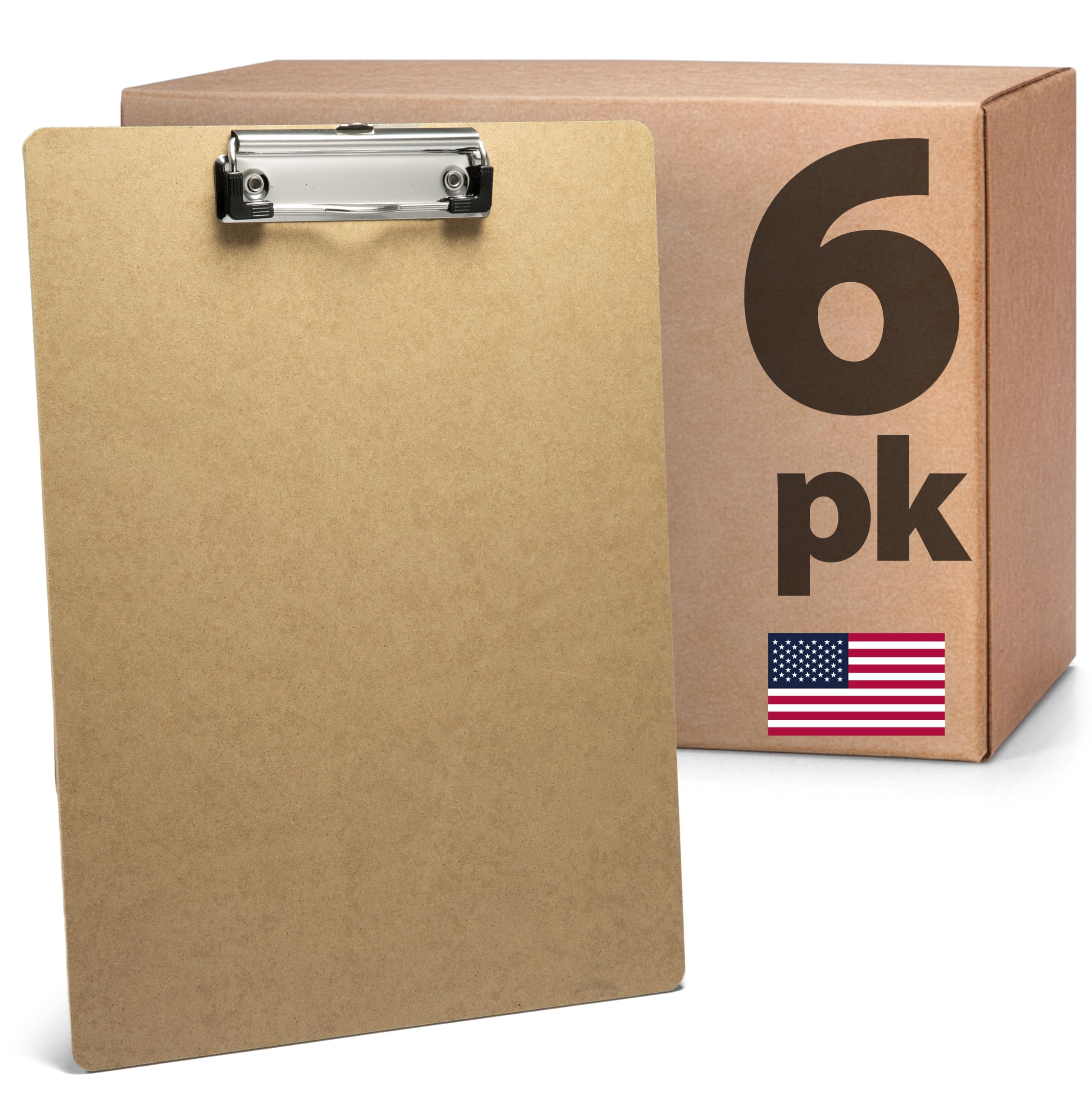 Officemate Letter Size Wood Clipboards, Low Profile Clip, 6 Pack Clipboard, Brown (83806)