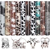Tintnut Cowhide Heat Transfer Vinyl,10 Sheets 12x10in Iron on Vinyl | Animal Printed pattern,PU HTV sheets,easy cut &amp; weed,stretch washable,works with iron,heat press &amp; cutters for DIY crafts