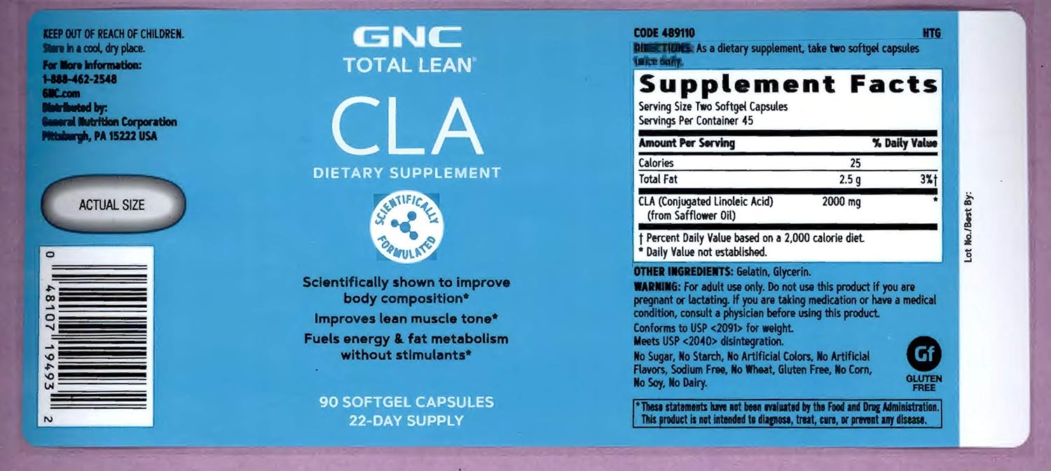 GNC Total Lean CLA, 90 Softgels, Supports Exercise and Muscle Recovery: Health & Personal Care
