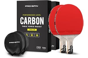 PRO SPIN PRO-SPIN Carbon Ping Pong Paddles - Penhold Short Grip, Premium Table Tennis Rackets with Carbon Fiber | Professional-Level 7-Ply Blade, Premium Rubber, 2.0mm Sponge | Rubber Protector Case