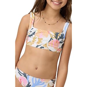 O'NEILL Girls' Square Neck Swim Set | Stretch Swim Fabric, Seamed Tank Styling