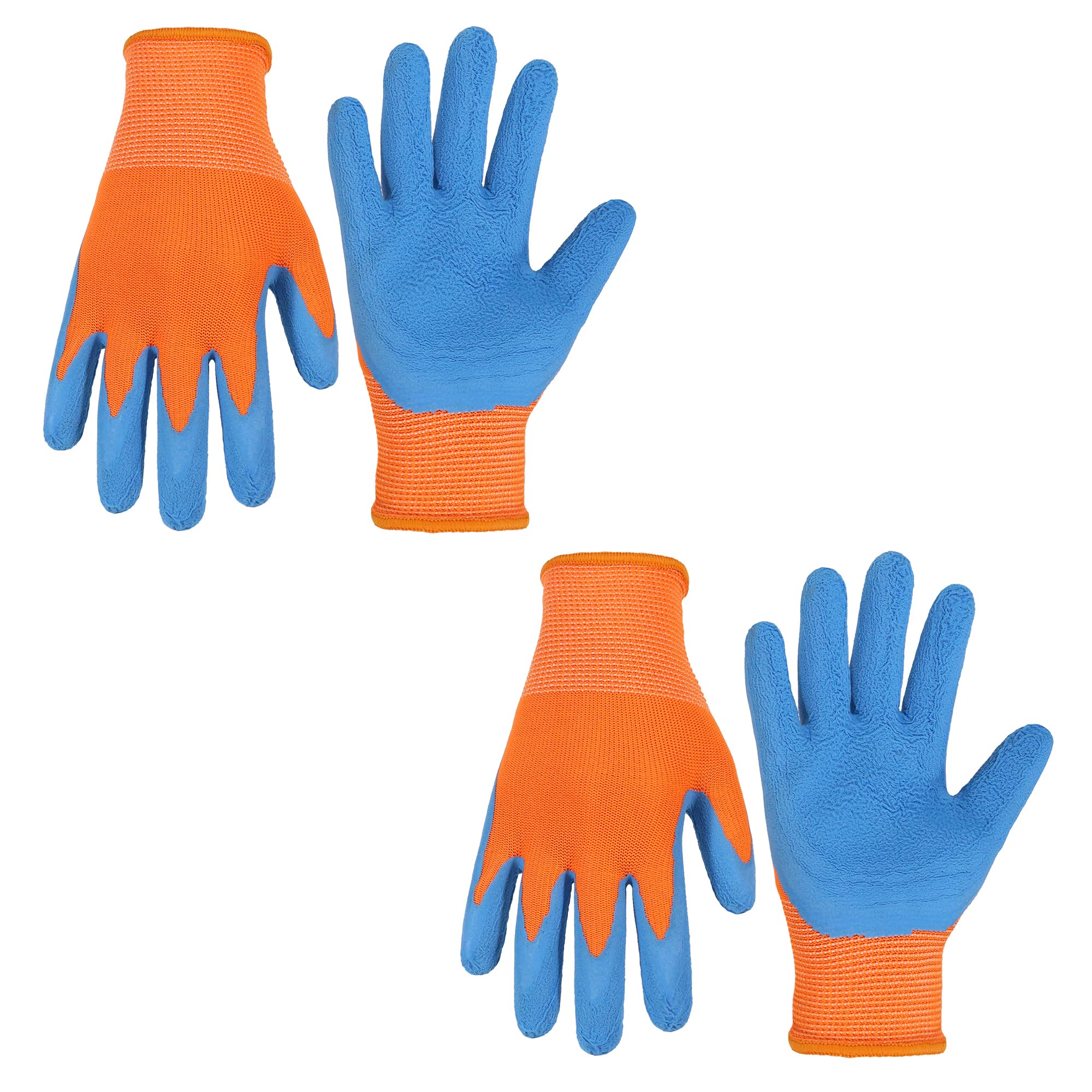 HANDLANDY 2 Pairs Kids Gardening Gloves for Age 2-13, Foam Rubber Coated Childrens Garden Yard Work Outdoor Playing Gloves for Little Girls Boys (Size M, Age 4-5)