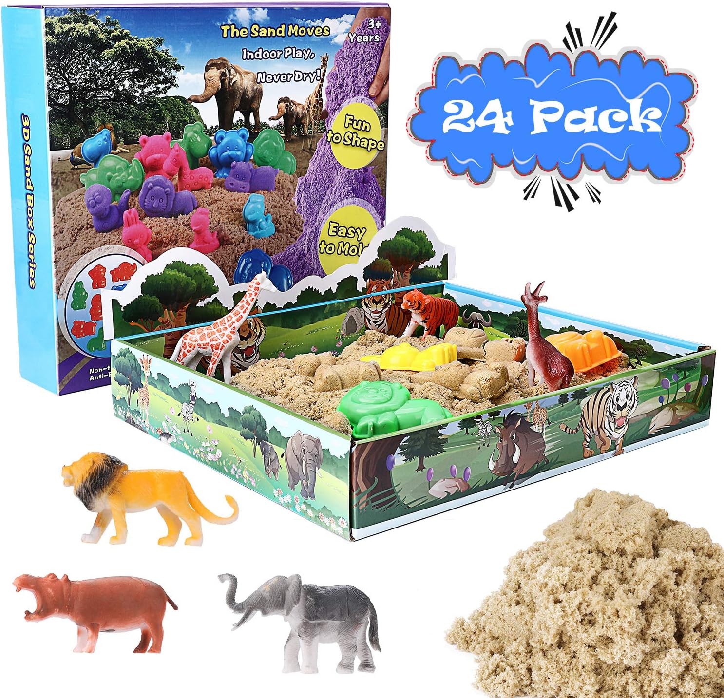 Weeygo Play Sand Kids, 500g 3D Magic Sands Set , Zoo Sand Molds Space