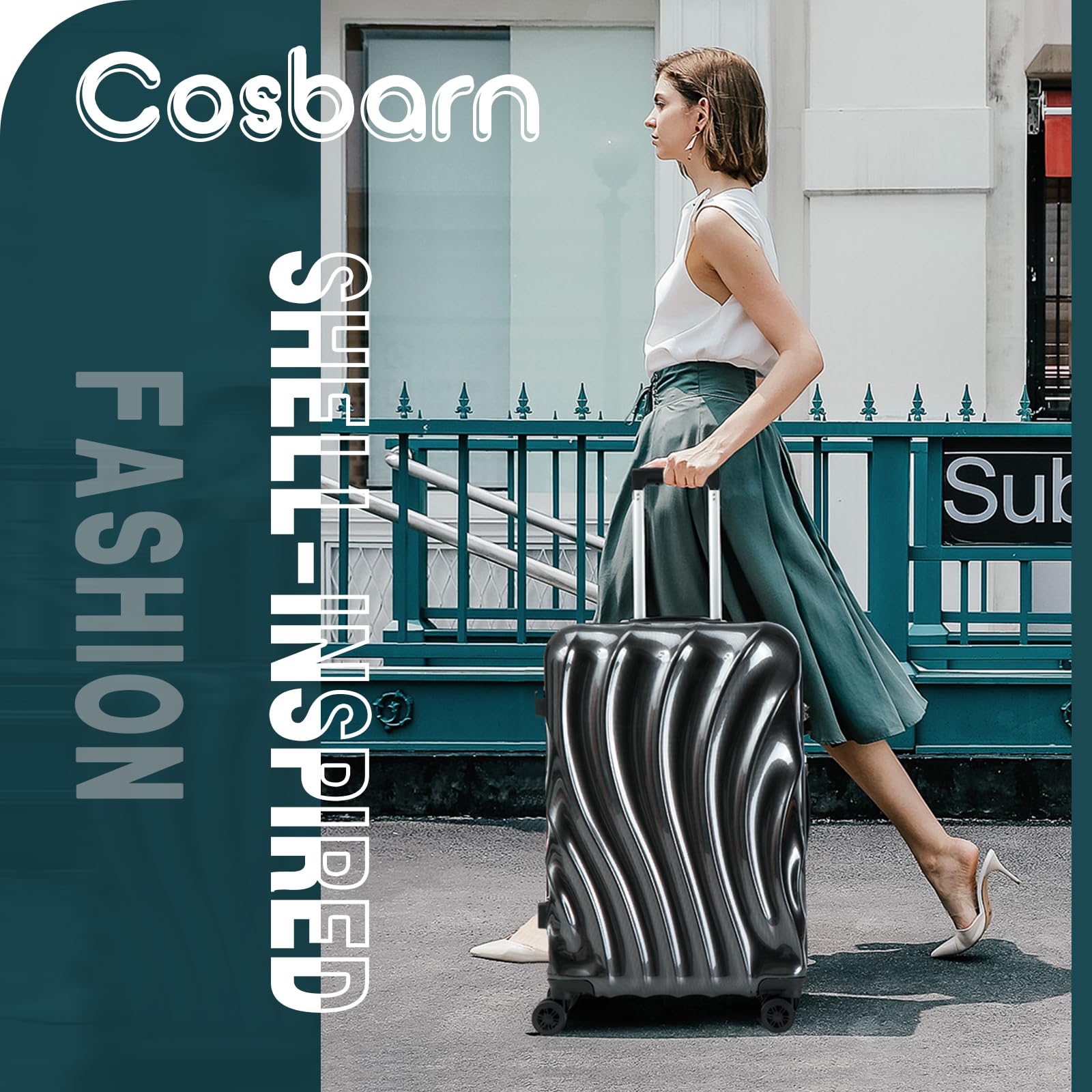 Cosbarn Luggage Sets 2 Piece Suitcases with Wheels, Suitcase Set, ABS+PC Hardshell Luggage with Phone Holder Durable Travel Luggage with TSA Lock Spinner Wheels