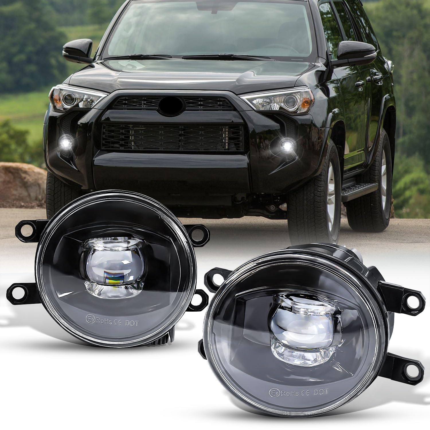 Photo 1 of FICOLPO Led Fog Lights Assembly for 2016-2022 Tacoma, 2014-2022 4Runner, 2014-2019 Tundra - Bumper Driving Fog Lamps OEM Replacement (White Light)
