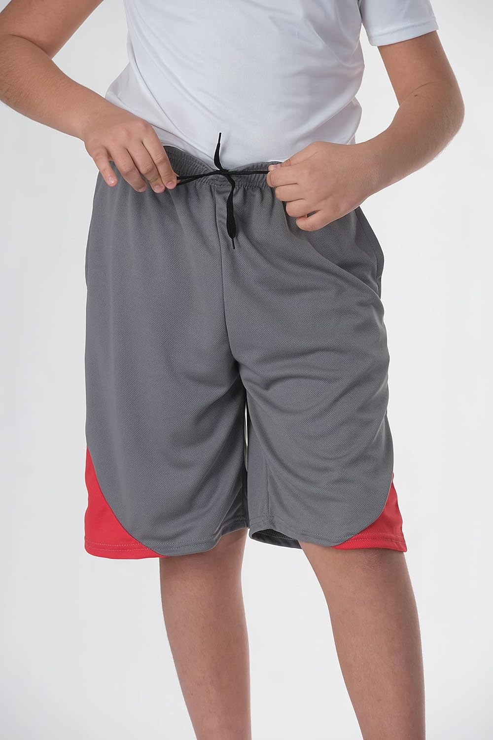 Real Essentials Boys' 5-Pack Mesh Active Athletic Performance Basketball Shorts with Pockets: Clothing