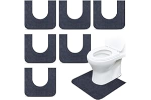 Drydiet 6 Pack Toilet Mat Round Commode Potty Training Urinal Mats Rubber Toilet Training Rug Pads Absorbent Rugs U Shaped Urinal Floor Mats for Bathroom Restroom, Gray