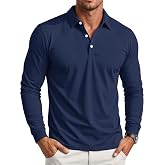MAGCOMSEN Men's Polo Shirt Long Sleeve Quick Dry Golf Collared Shirts | Moisture Wicking, Lightweight, Breathable, 3-Button, Performance, Work, Fishing, Business, Athletic