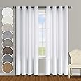 KOUFALL White Sheer Curtains 84 Inches Long for Living Room,Semi Privacy Non See Through Faux Linen Cotton Light Filtering Grommet Curtains 84 Inch Length 2 Panels