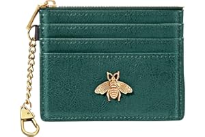 SEAVILIA Card Holder Keychain Wallet for Women with ID Window RFID Coin Purse Bee Gifts Slim Minimalist Small Wallet