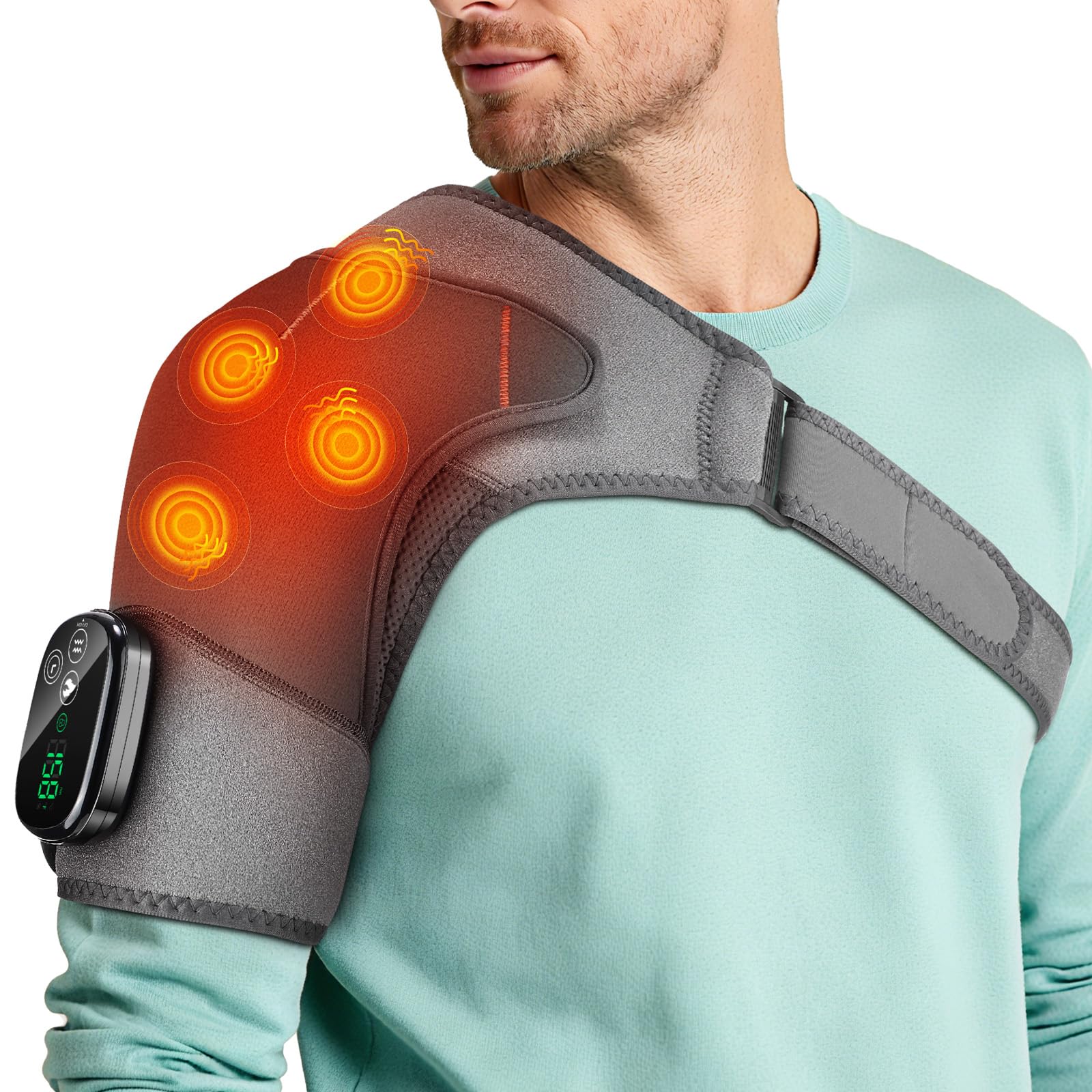 Photo 1 of Upgraded Shoulder Heating Pad, Heated Shoulder Brace with 5 Heat Levels and 5 Vibration Modes for Men and Women Rotator Cuff, Arthritis and Frozen Shoulder Pain Relief