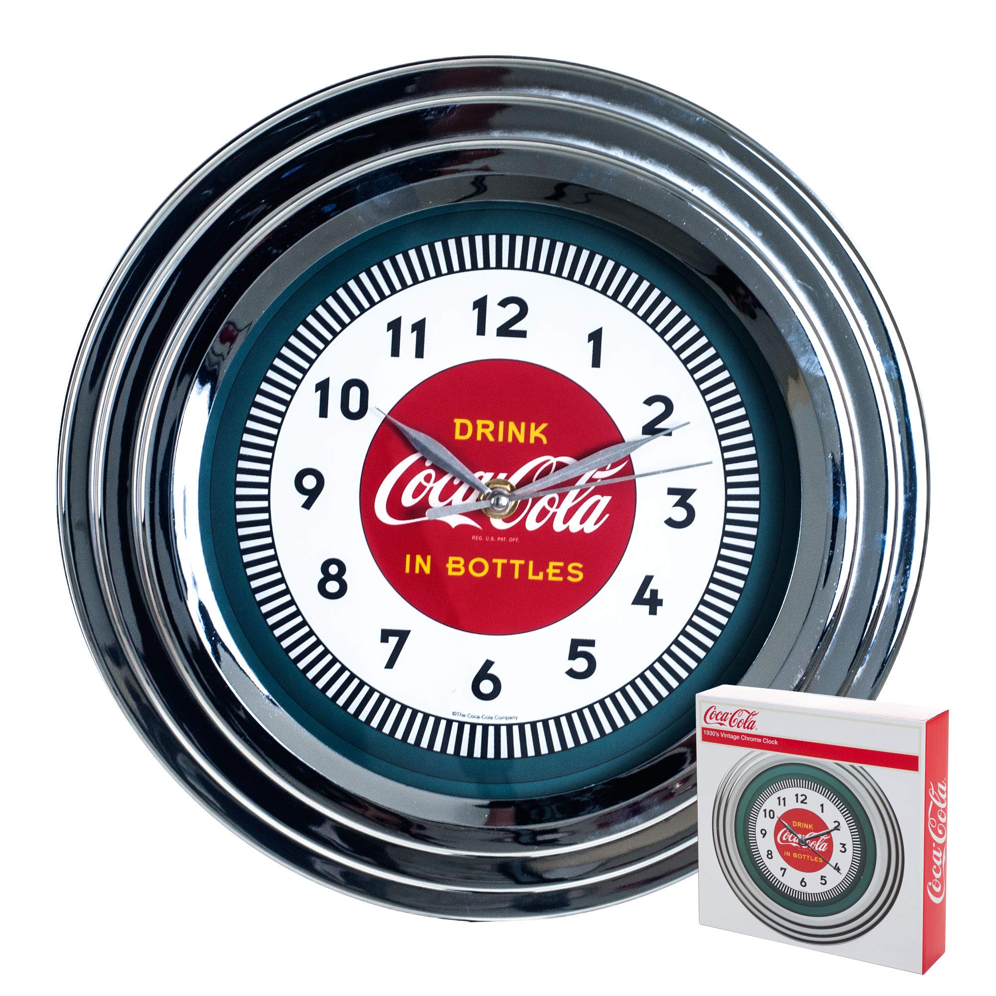 Trademark Gameroom Coca-Cola Chrome Clock, 12"