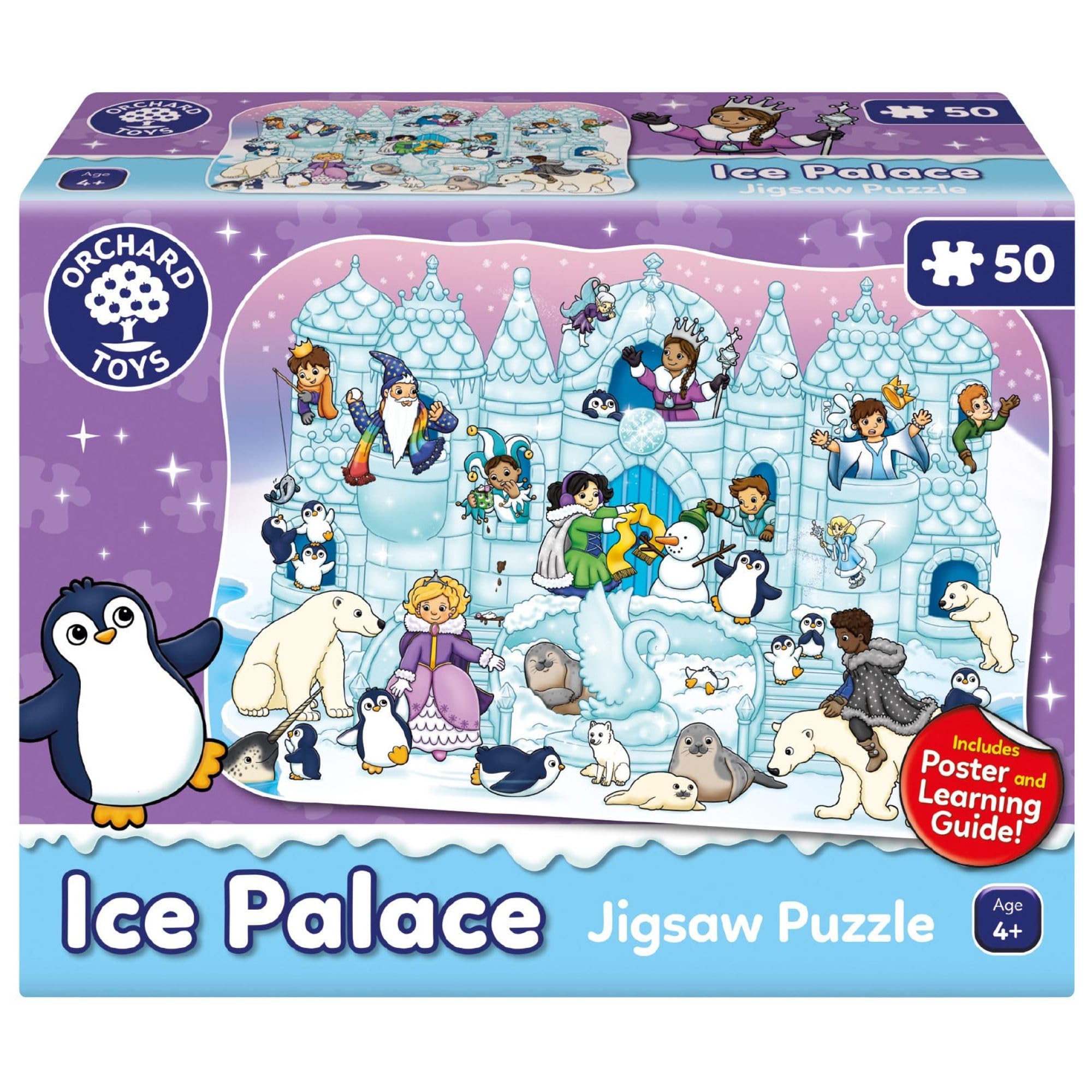 Orchard Toys Ice Palace Jigsaw Puzzle, 50-Piece Puzzle, Include Poster and Educational Learning, Perfect For Ages 4+, Develops Hand-Eye Coordination