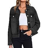 Glamaker Womens Jean Jacket 2026 Casual Basic Trendy Button Down Long Sleeve denim Jacket Coat With Pockets