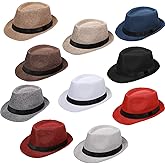 Haysandy 10 Pack 1920s Fedora Hats for Men Short Brim Sun Panama Hats for Men Women Party Costume